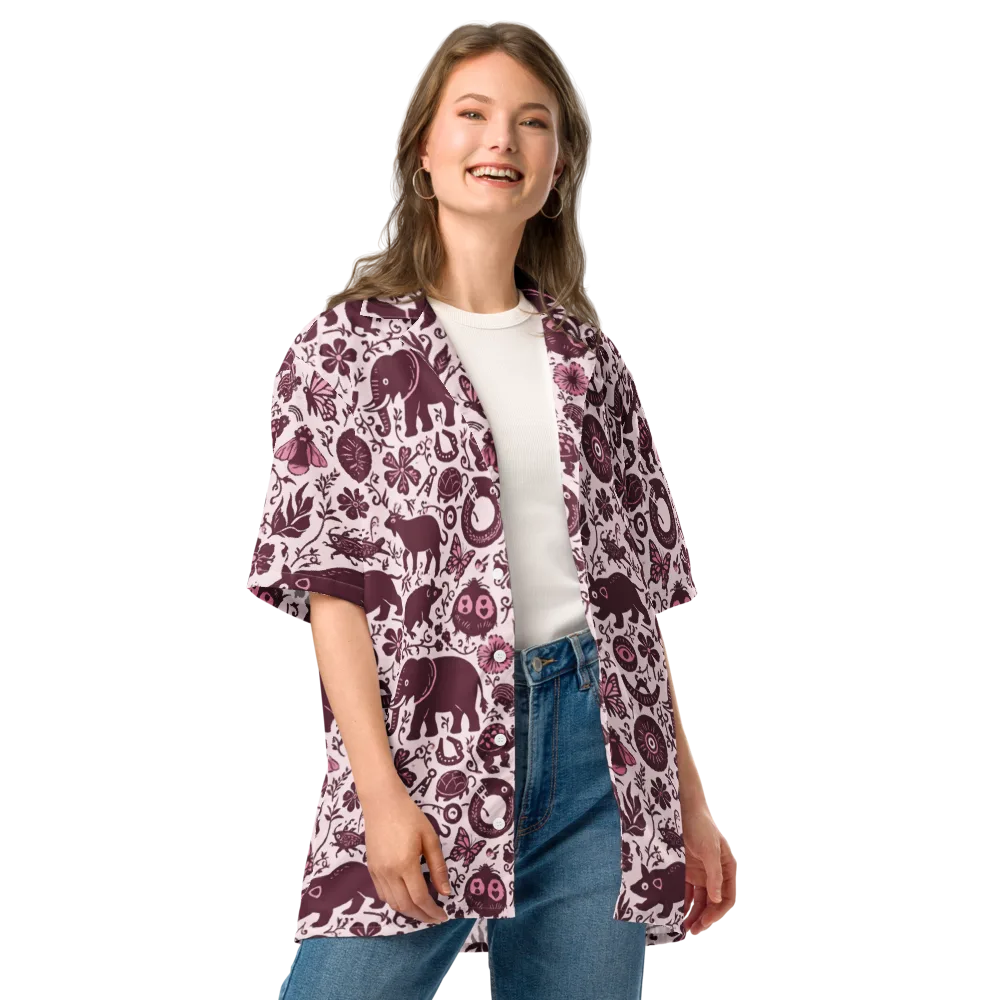 Rosy Woodland on Button Shirt — Front