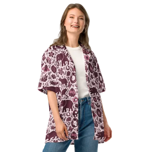 Rosy Woodland on a Button Shirt