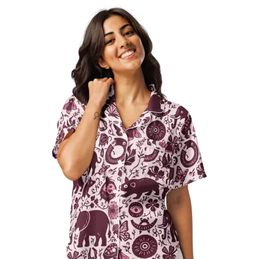 Rosy Woodland on a Women's Short Sleeve Pajama Top