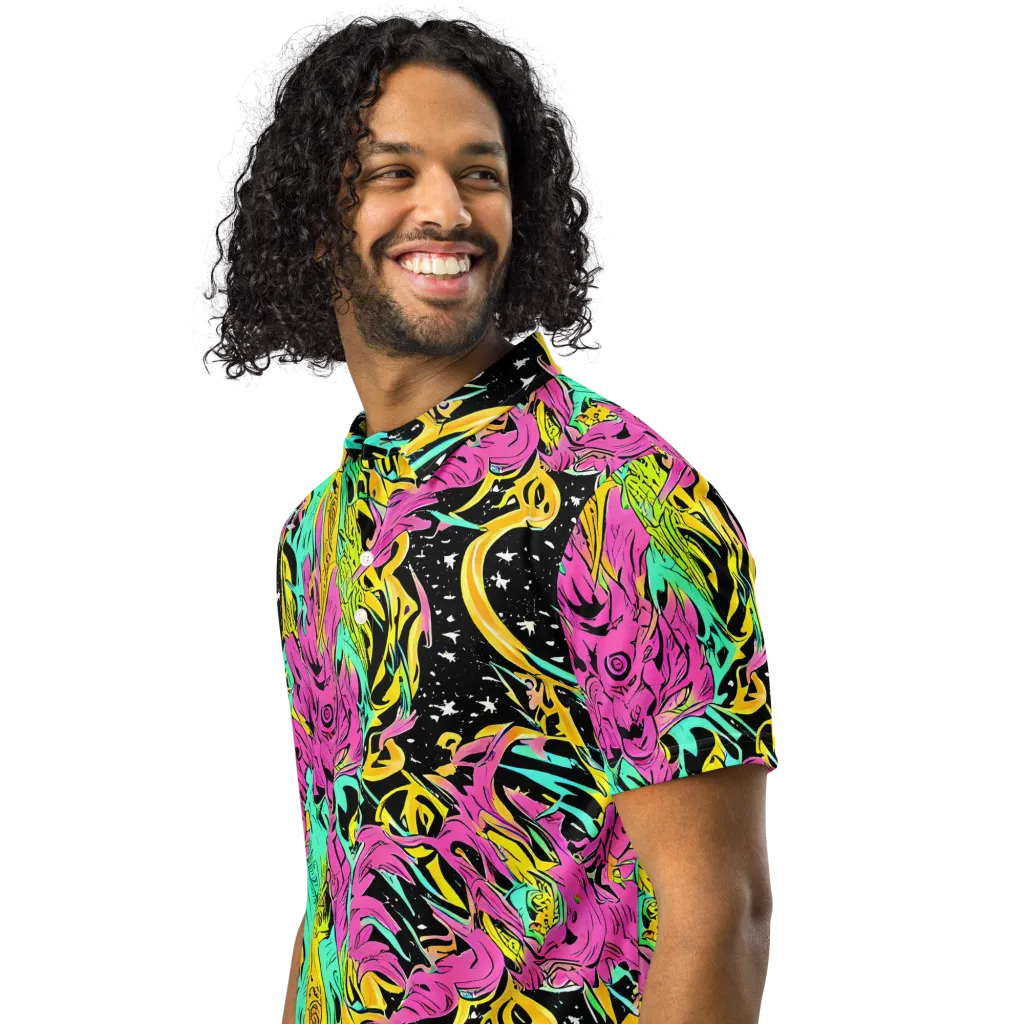 Feldstein Frenzy on Men's Slim Fit Polo Shirt — Left Front