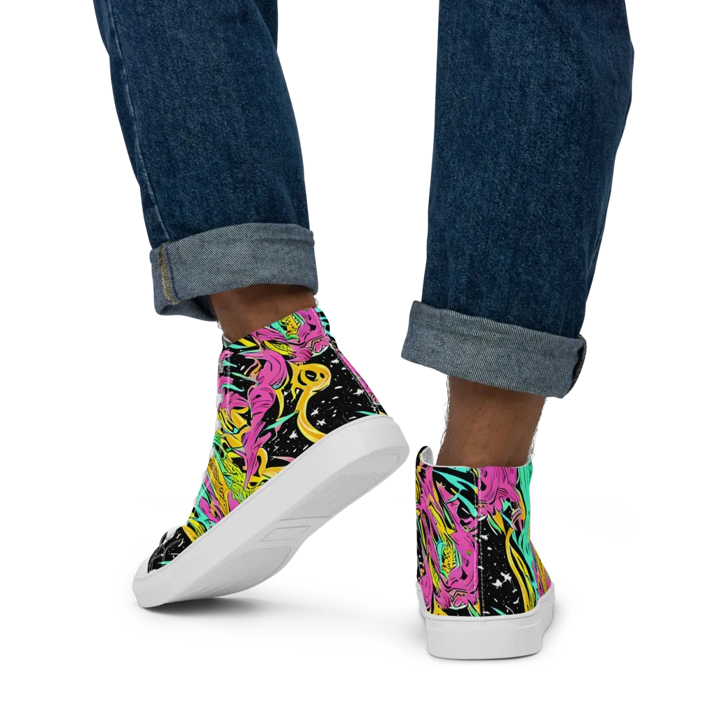 Feldstein Frenzy on Men's High Top Canvas Shoes — Back