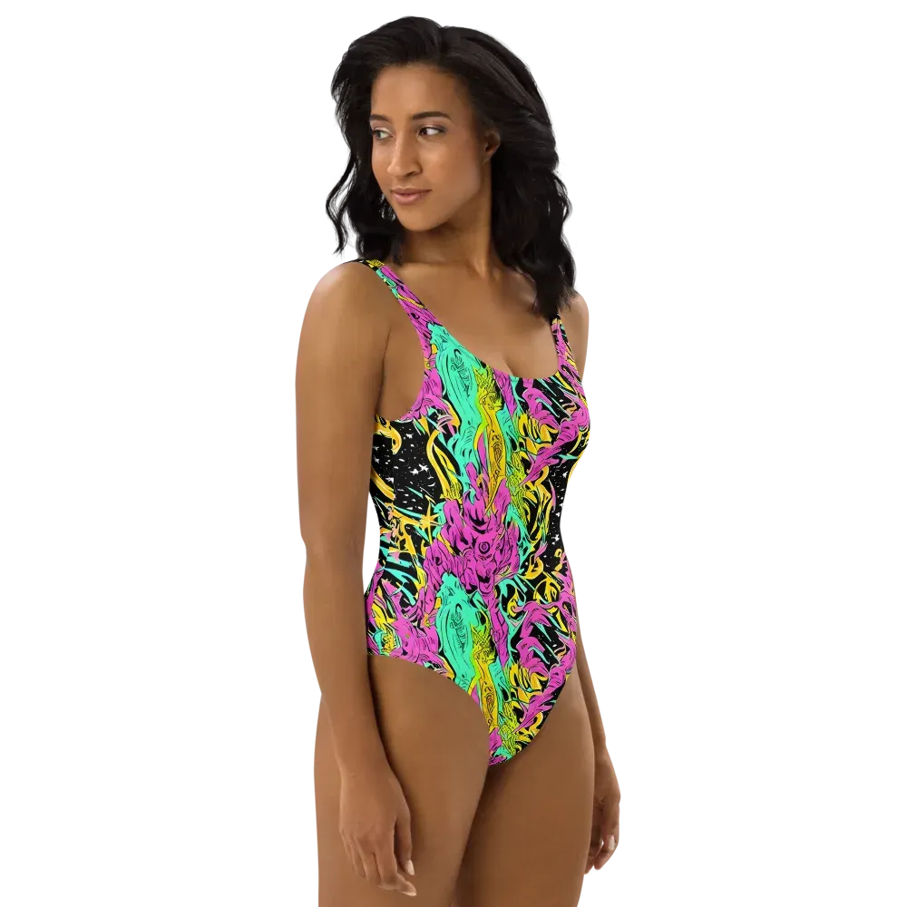 Feldstein Frenzy on One-Piece Swimsuit — Right