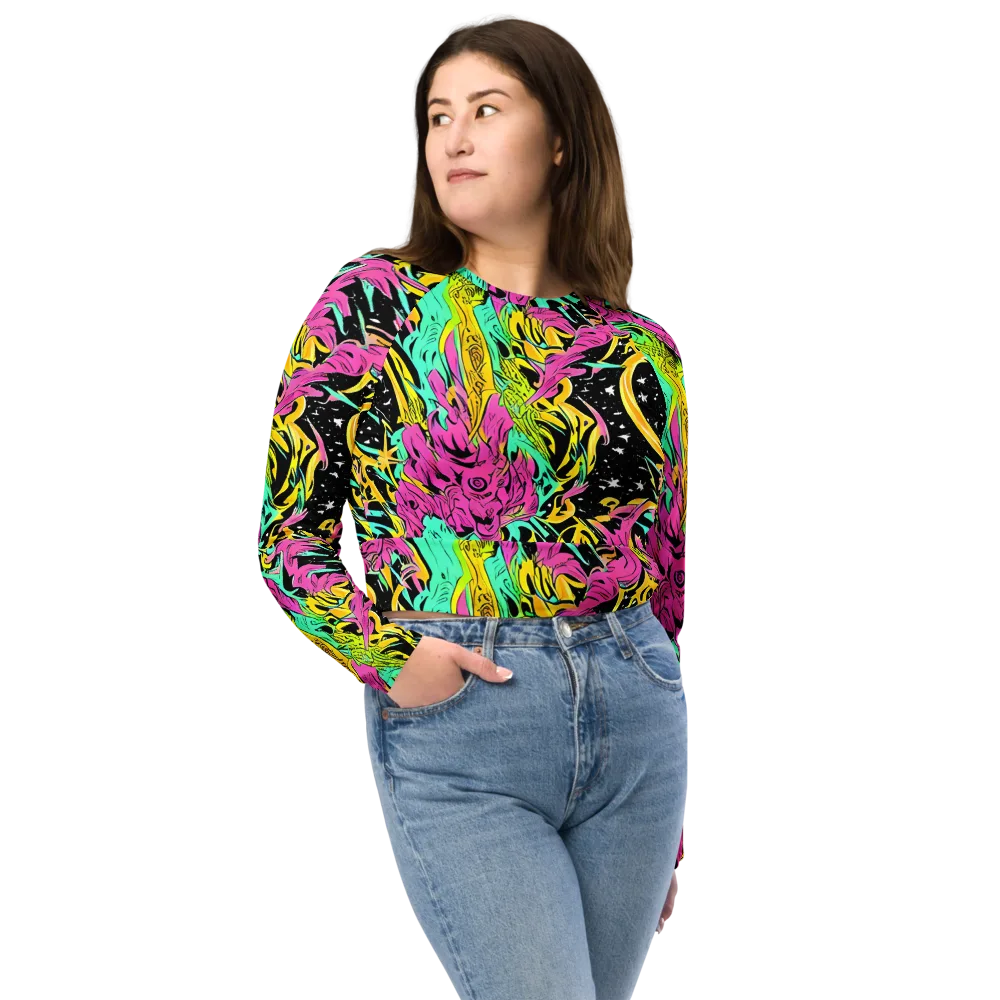Feldstein Frenzy on Long Sleeve Crop Top — Front