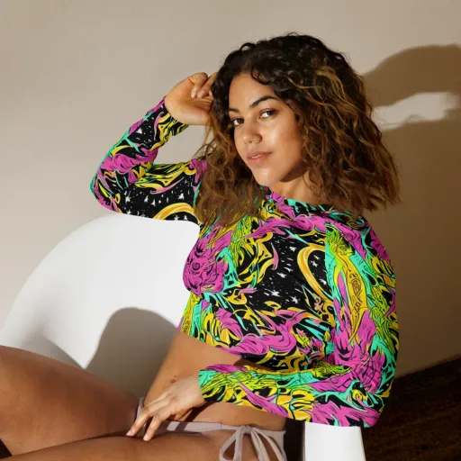 Feldstein Frenzy on a Long Sleeve Crop Top