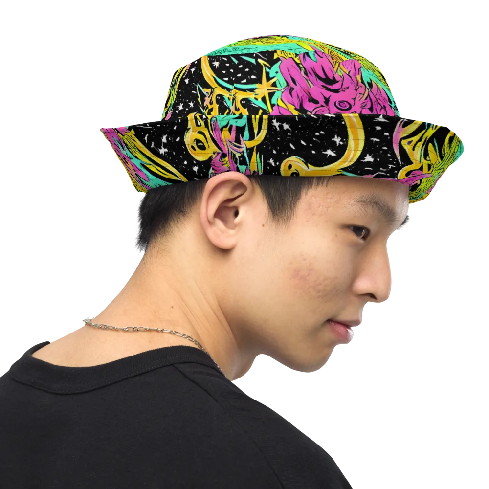 Feldstein Frenzy on Reversible Bucket Hat — Right Outside