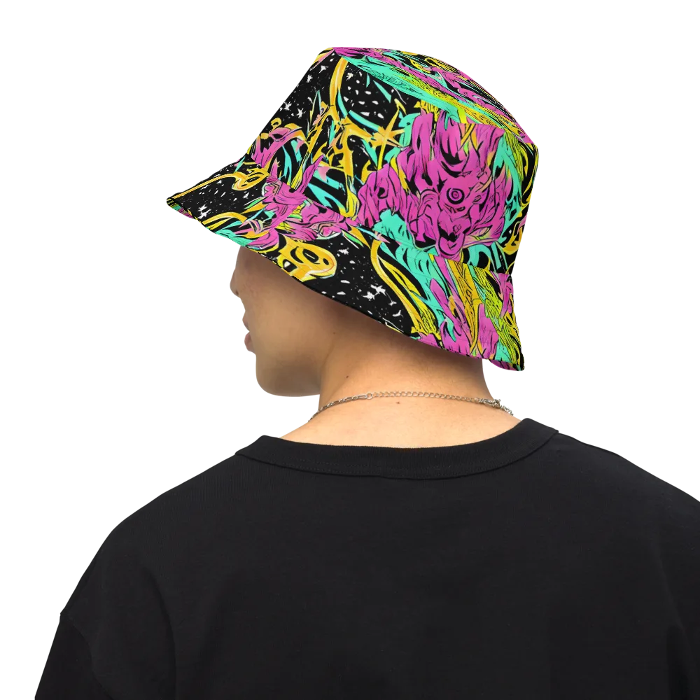 Feldstein Frenzy on Reversible Bucket Hat — Back Inside