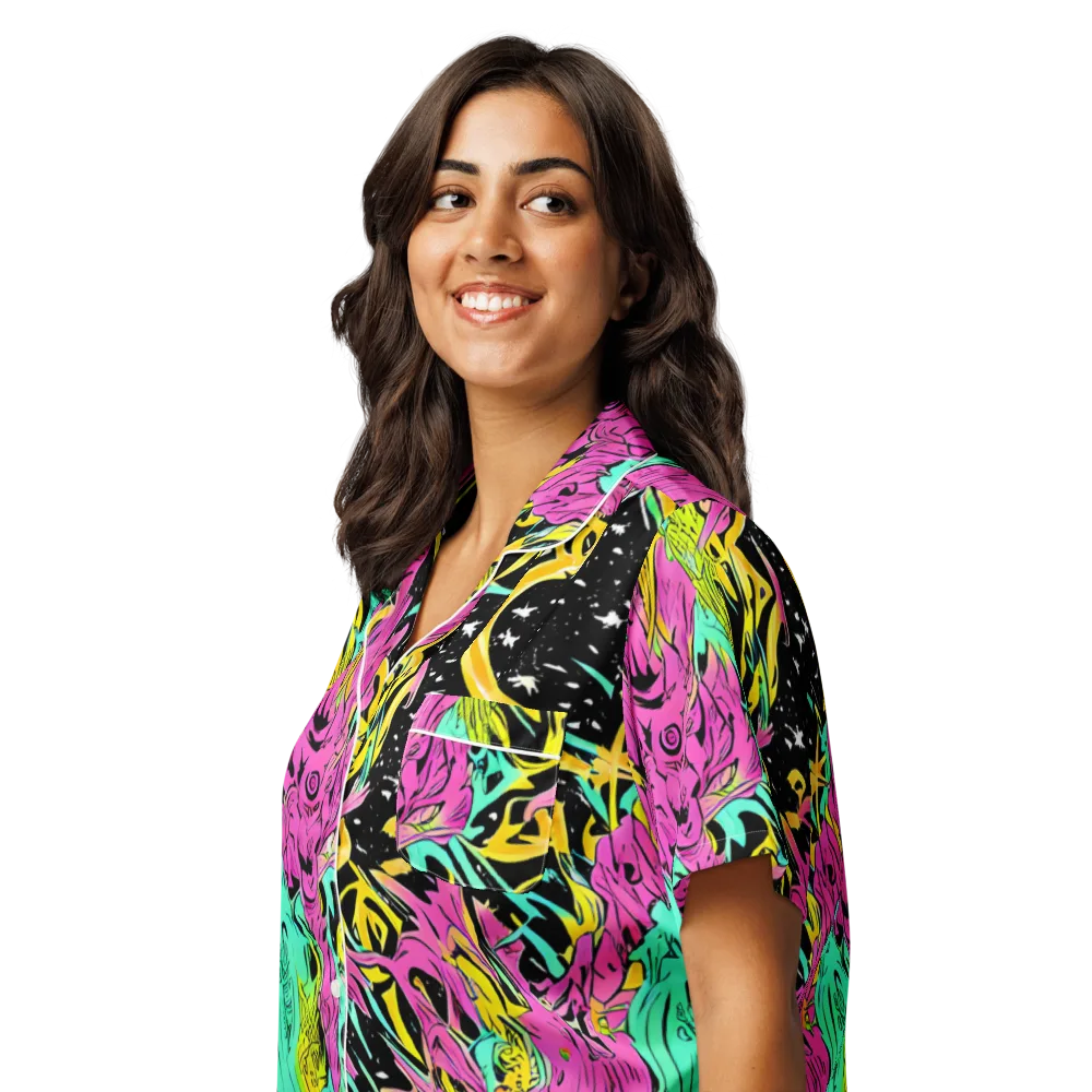 Feldstein Frenzy on Women's Short Sleeve Pajama Top — Left Front