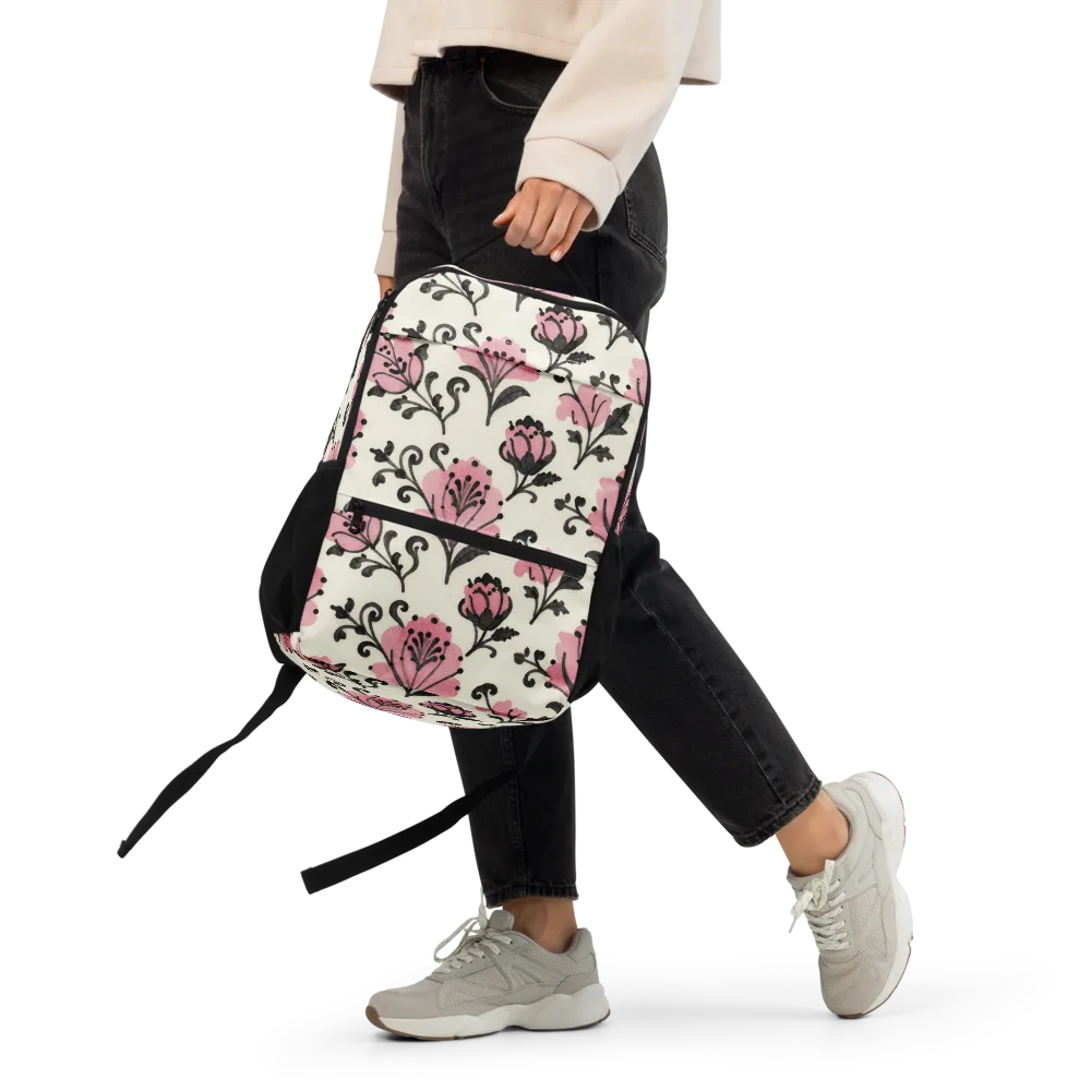 Pink Curlicue Garden on Utility Backpack — Front