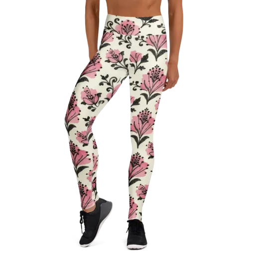 Pink Curlicue Garden on a Yoga Leggings