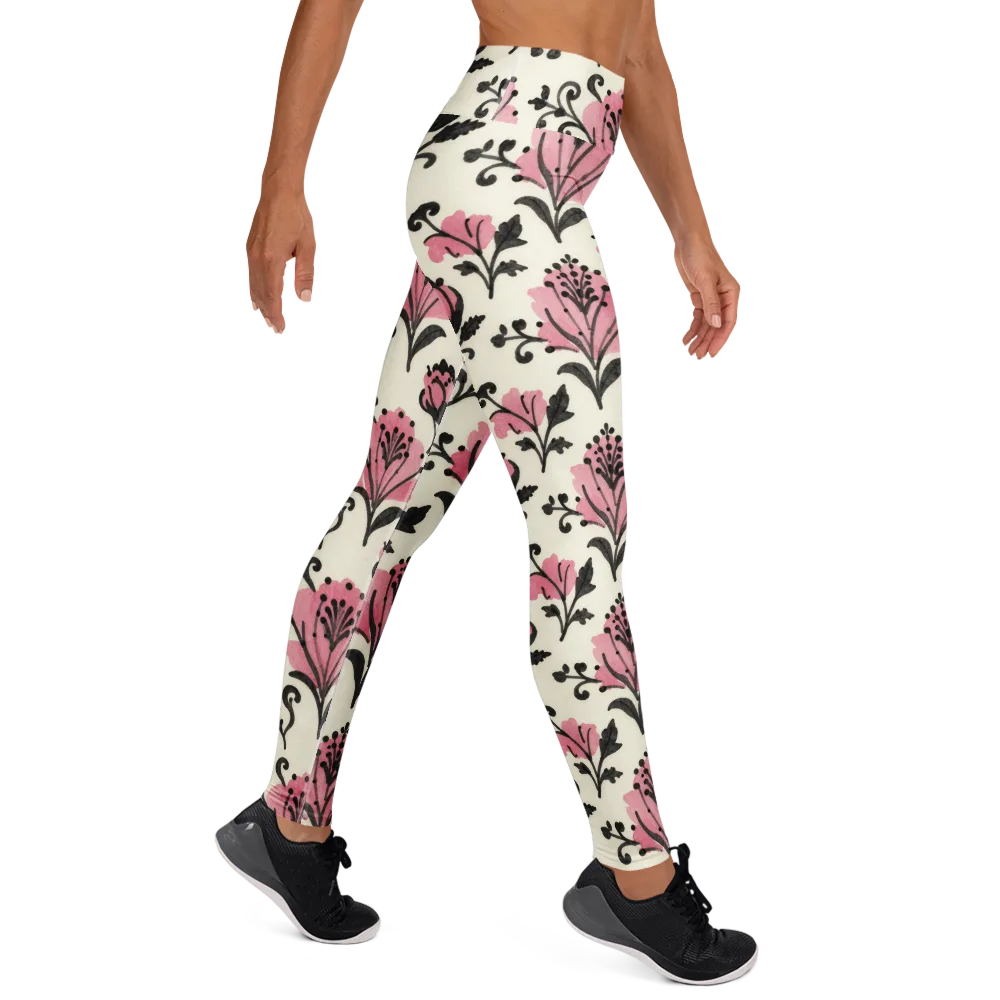 Pink Curlicue Garden on Yoga Leggings — Right