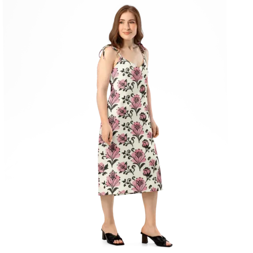 Pink Curlicue Garden on a Slip Dress