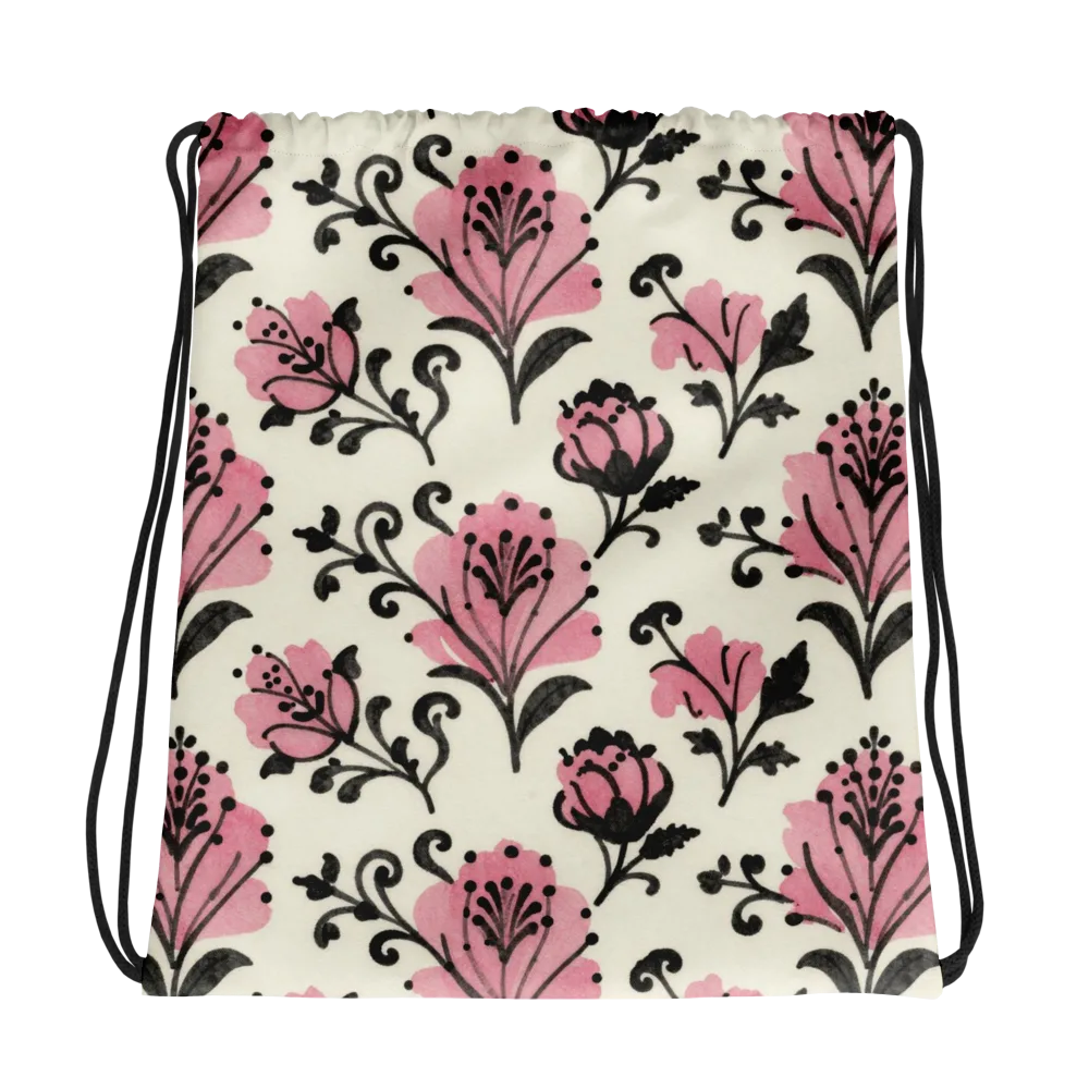 Pink Curlicue Garden on Drawstring Bag — Photo