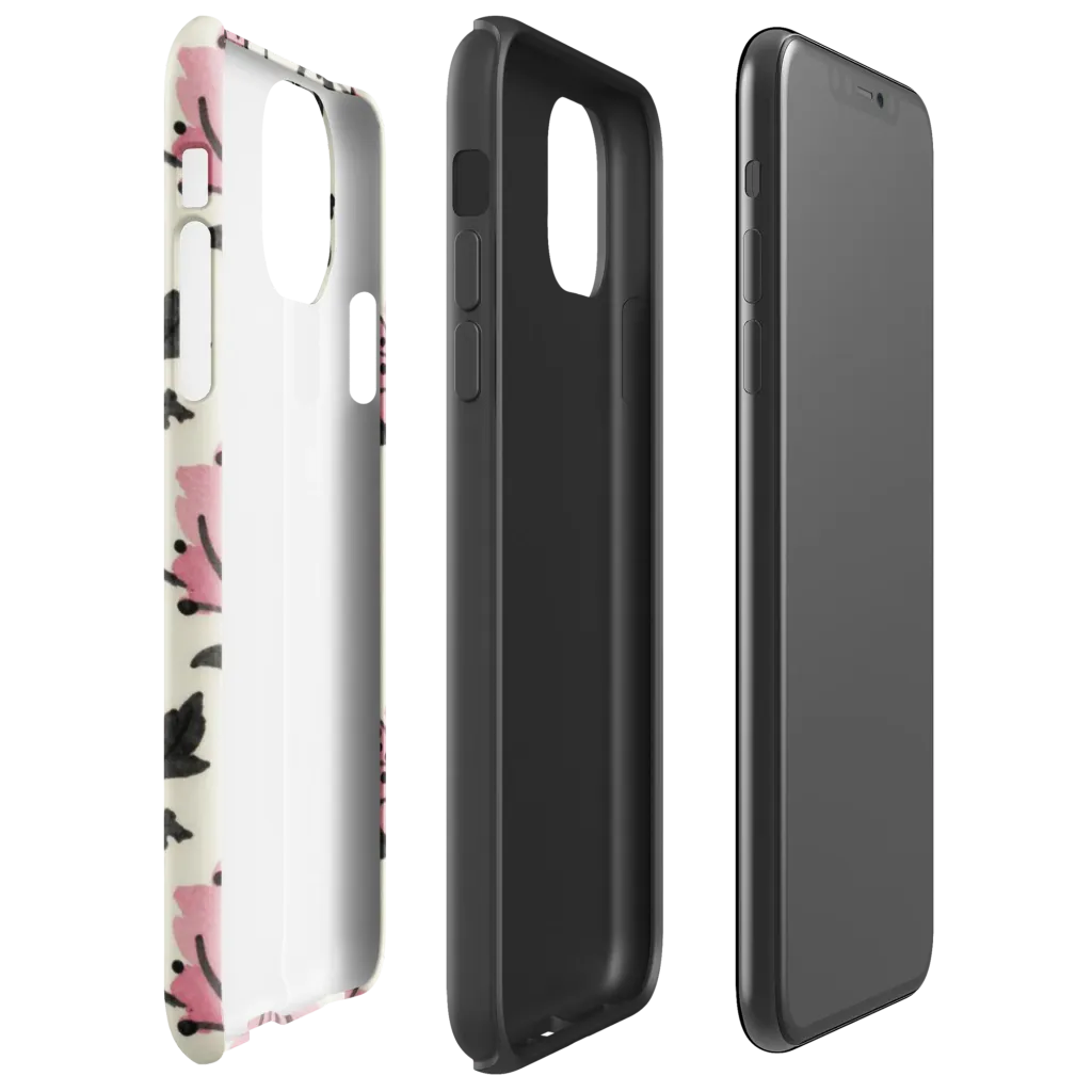 Pink Curlicue Garden on Tough Case for iPhone® — Right
