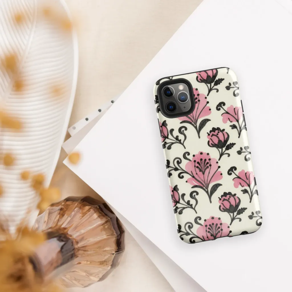 Pink Curlicue Garden on Tough Case for iPhone® — Front