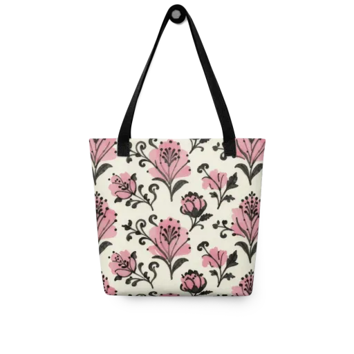 Pink Curlicue Garden on a Tote Bag