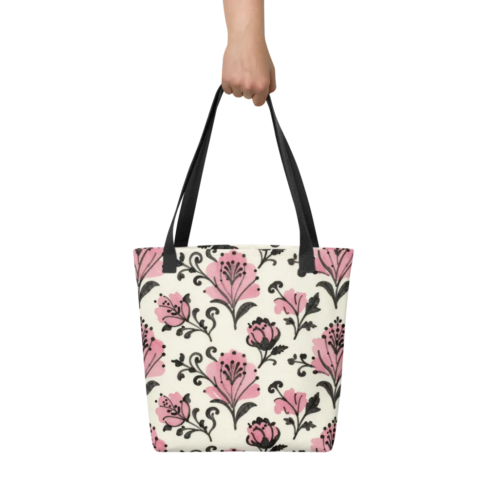 Pink Curlicue Garden on Tote Bag — Front