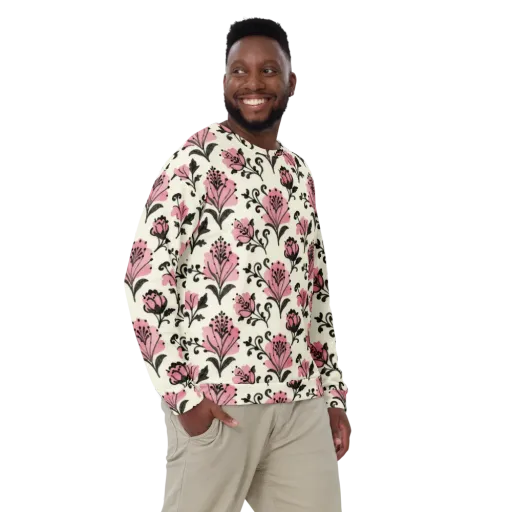 Pink Curlicue Garden on a Sweatshirt