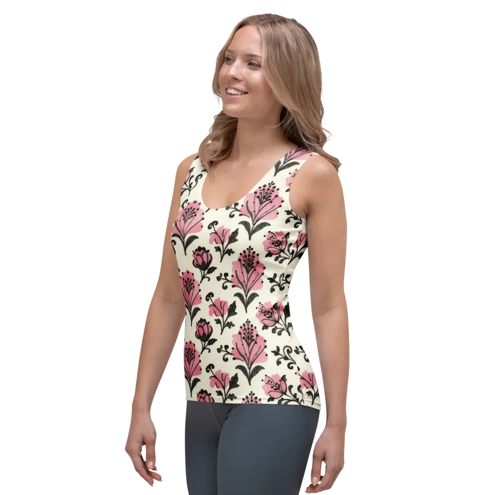 Pink Curlicue Garden on Women's Tank Top — Left Front