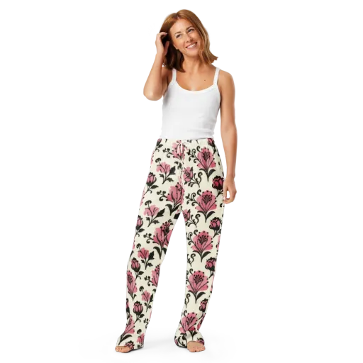 Pink Curlicue Garden on a Women's Pajama Pants