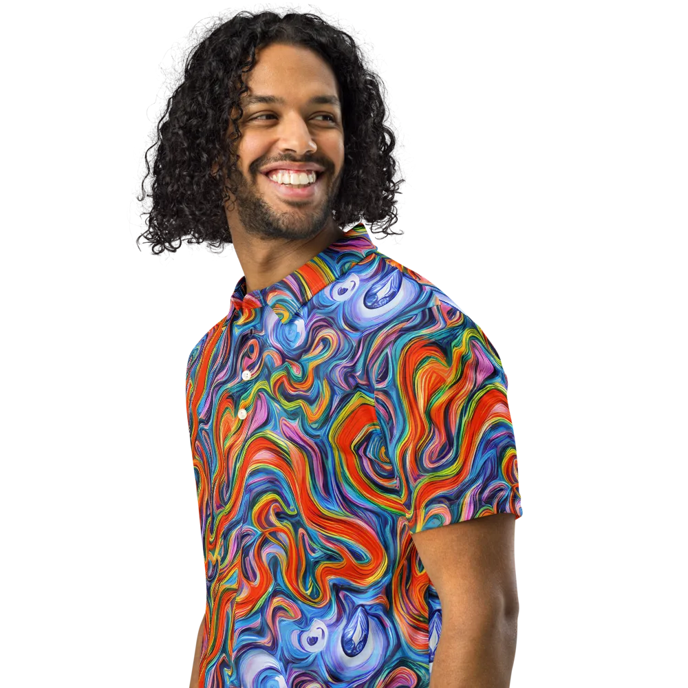 Riptide Radiance on Men's Slim Fit Polo Shirt — Left Front