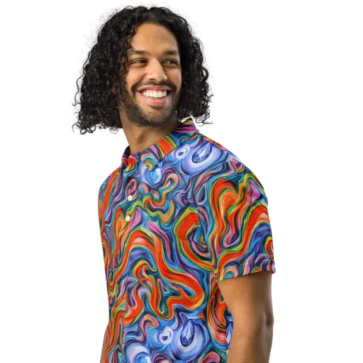 Riptide Radiance on a Men's Slim Fit Polo Shirt