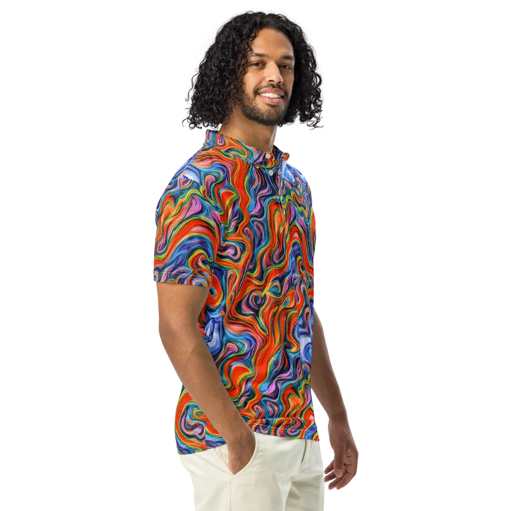 Riptide Radiance on Men's Slim Fit Polo Shirt — Right Front