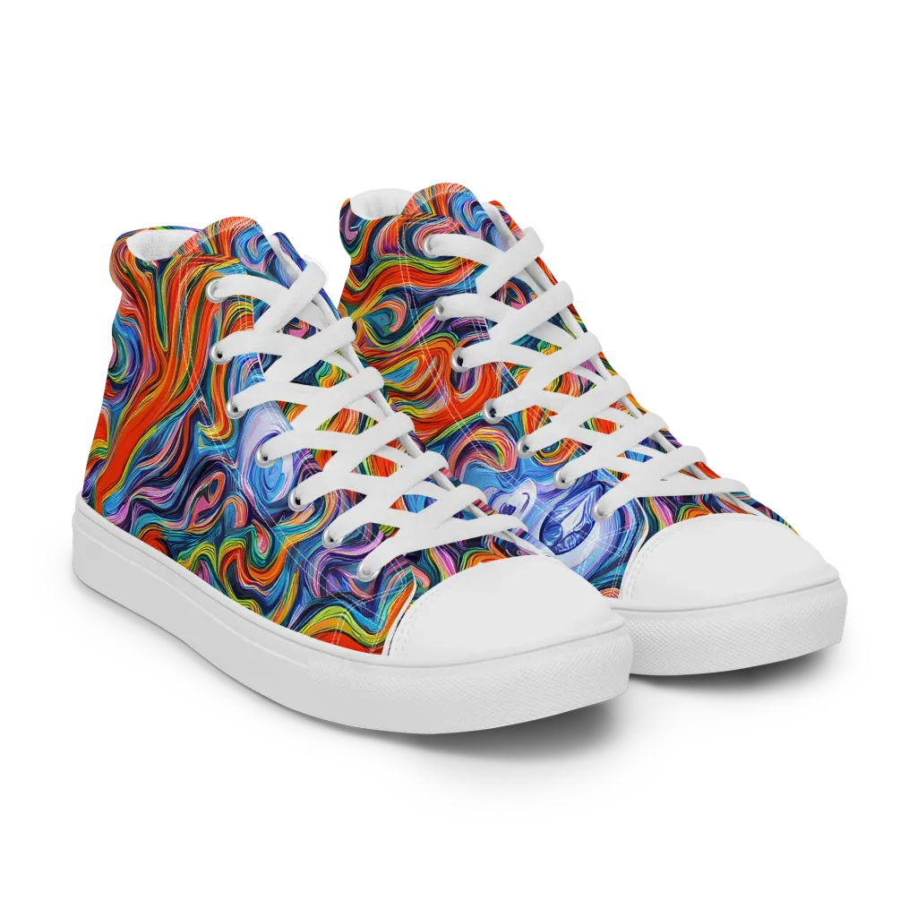 Riptide Radiance on Men's High Top Canvas Shoes — Right Front