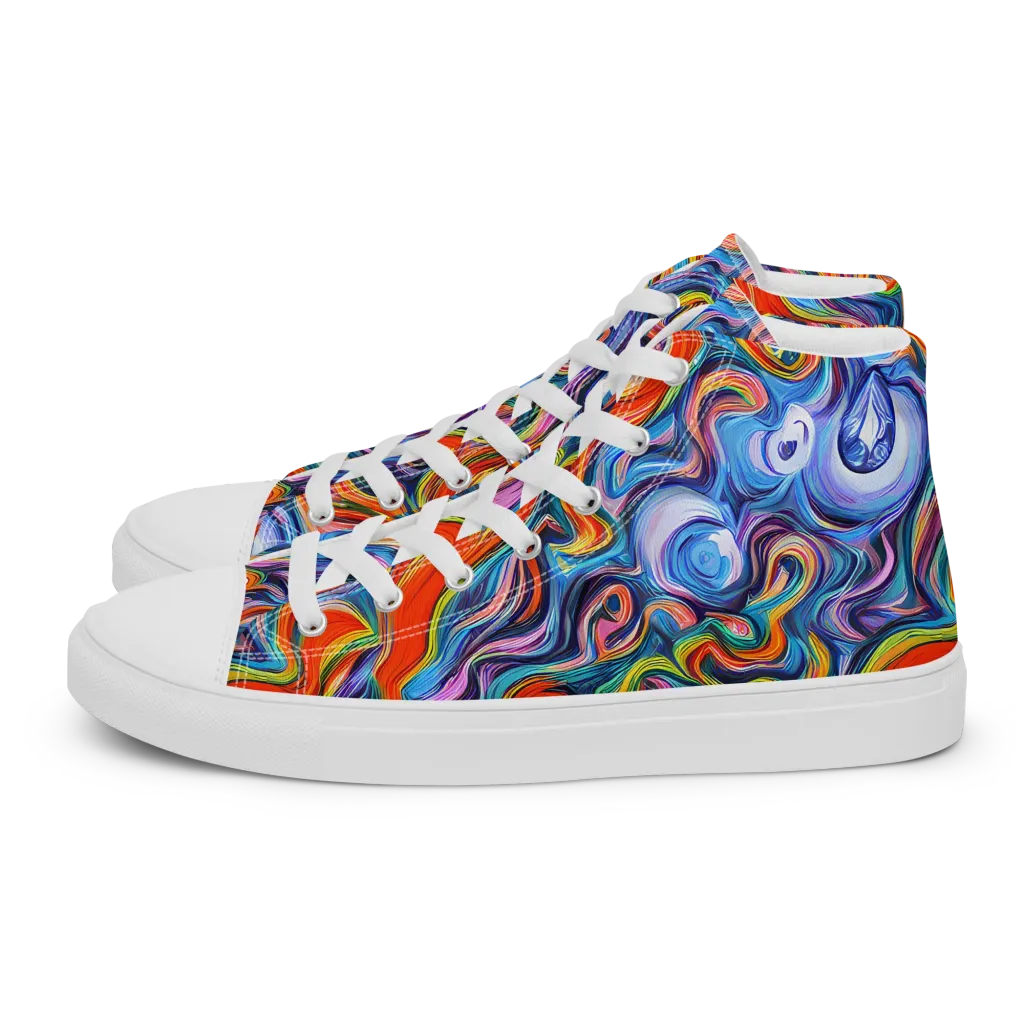 Riptide Radiance on Men's High Top Canvas Shoes — Left