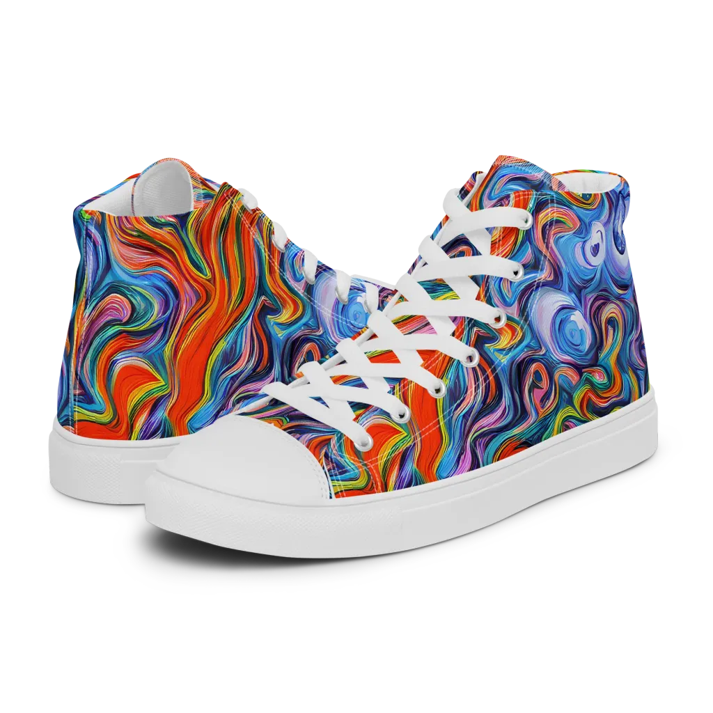 Riptide Radiance on Men's High Top Canvas Shoes — Left