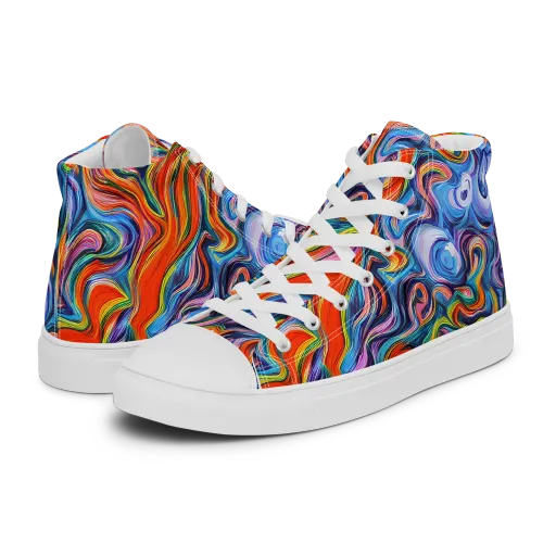 Riptide Radiance on a Men's High Top Canvas Shoes
