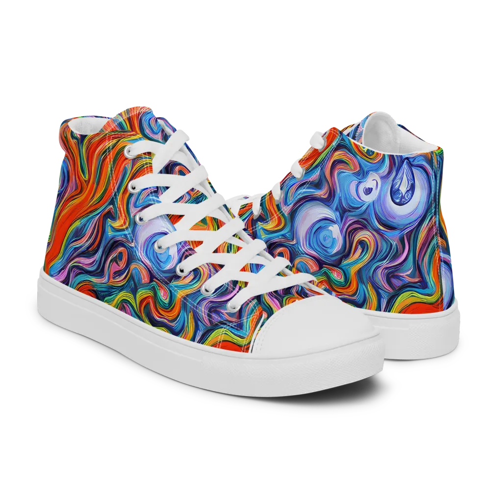 Riptide Radiance on Men's High Top Canvas Shoes — Right