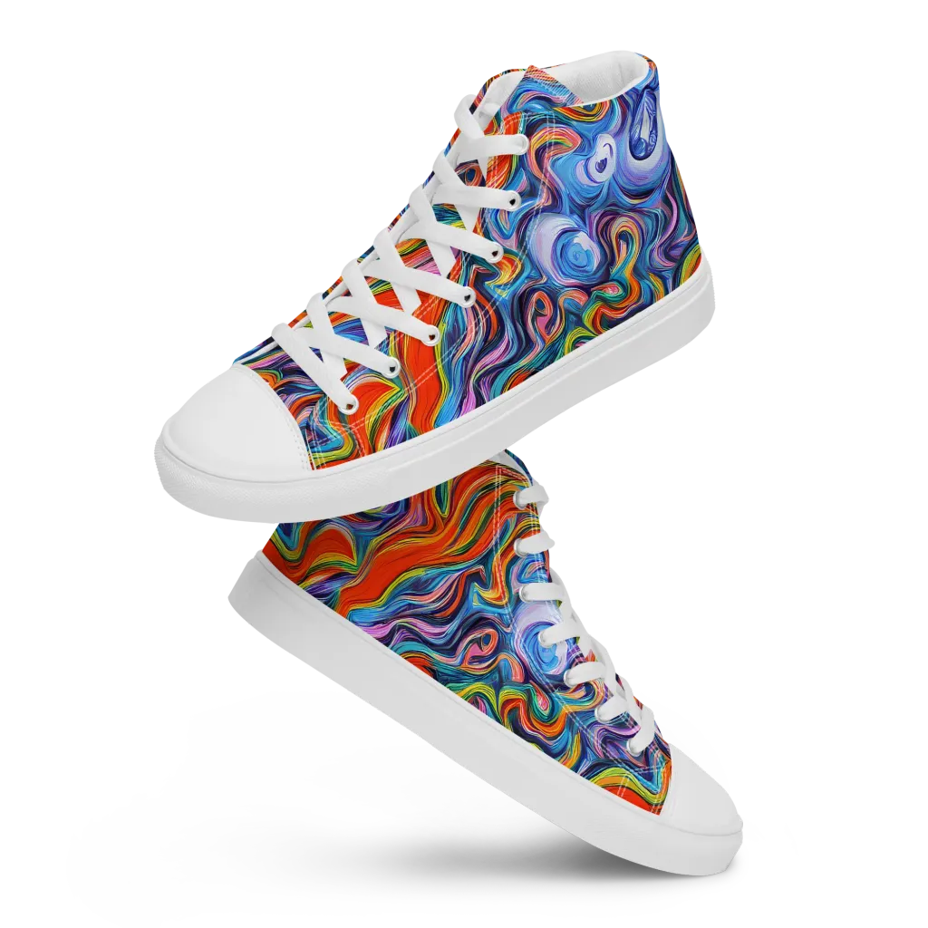 Riptide Radiance on Men's High Top Canvas Shoes — Front