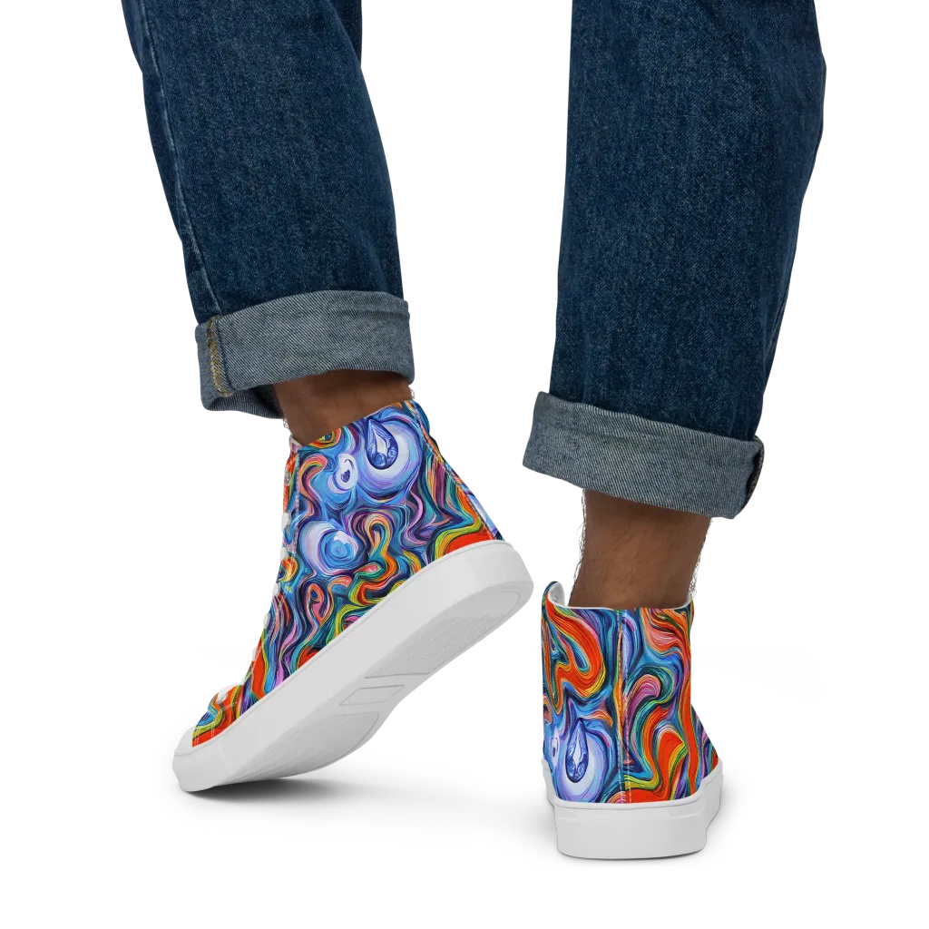 Riptide Radiance on Men's High Top Canvas Shoes — Back