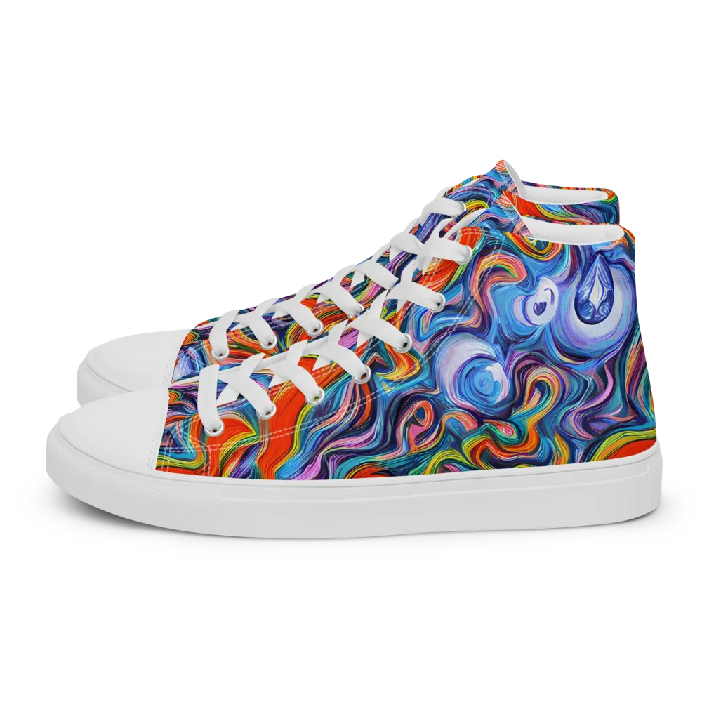 Riptide Radiance on Women's High Top Canvas Shoes — Left