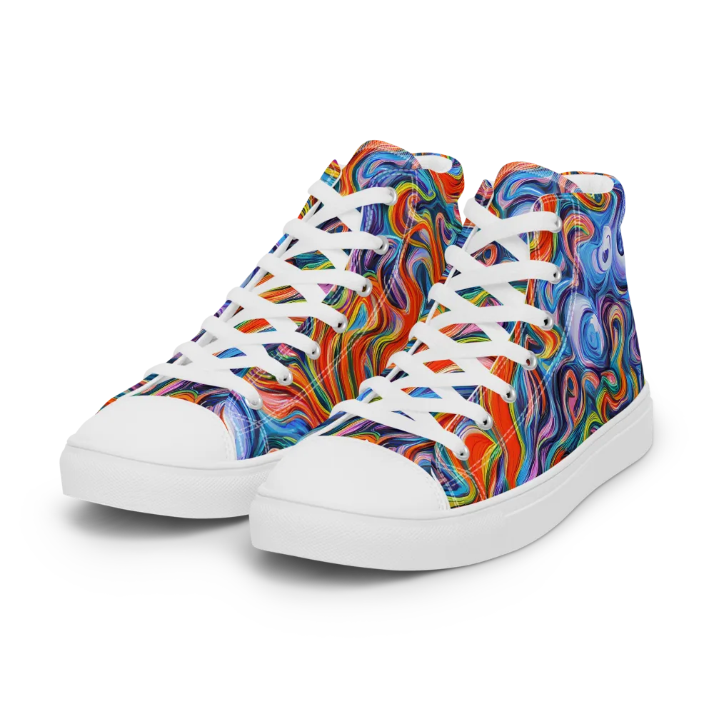 Riptide Radiance on Women's High Top Canvas Shoes — Left Front