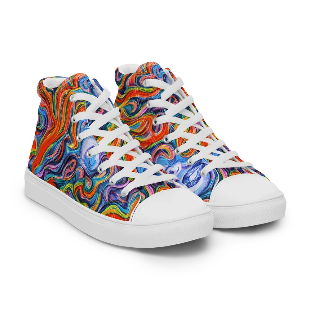 Riptide Radiance on Women's High Top Canvas Shoes — Right Front