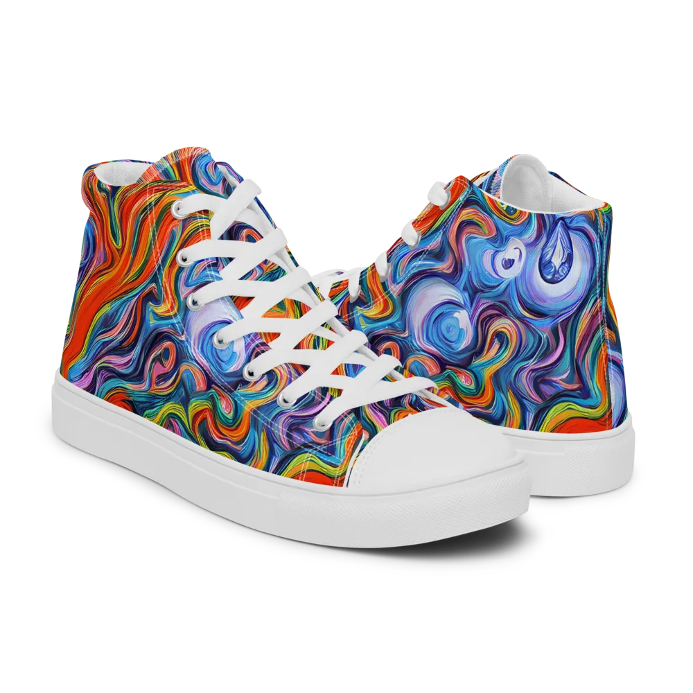 Riptide Radiance on Women's High Top Canvas Shoes — Right