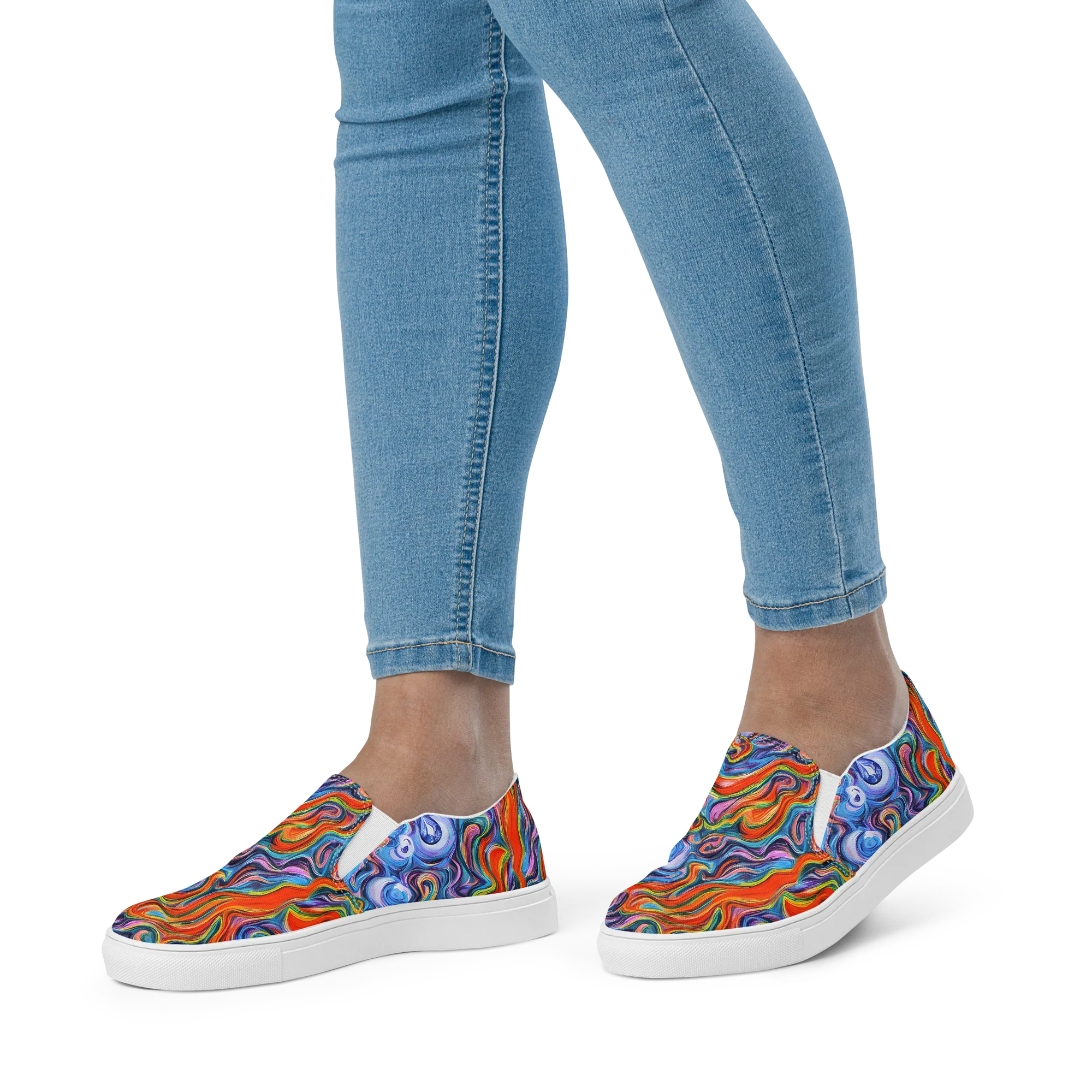 Riptide Radiance on Women's Slip-On Canvas Shoes — Front