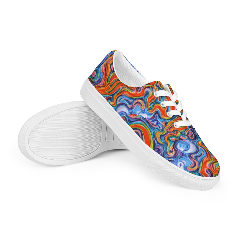 Riptide Radiance on Men's Lace-Up Canvas Shoes — Right Front