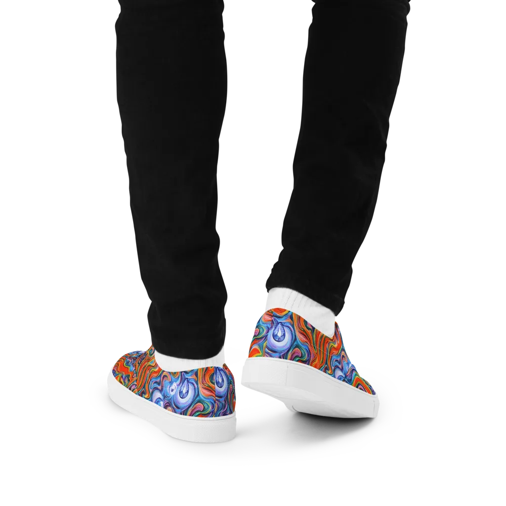 Riptide Radiance on Men's Lace-Up Canvas Shoes — Back