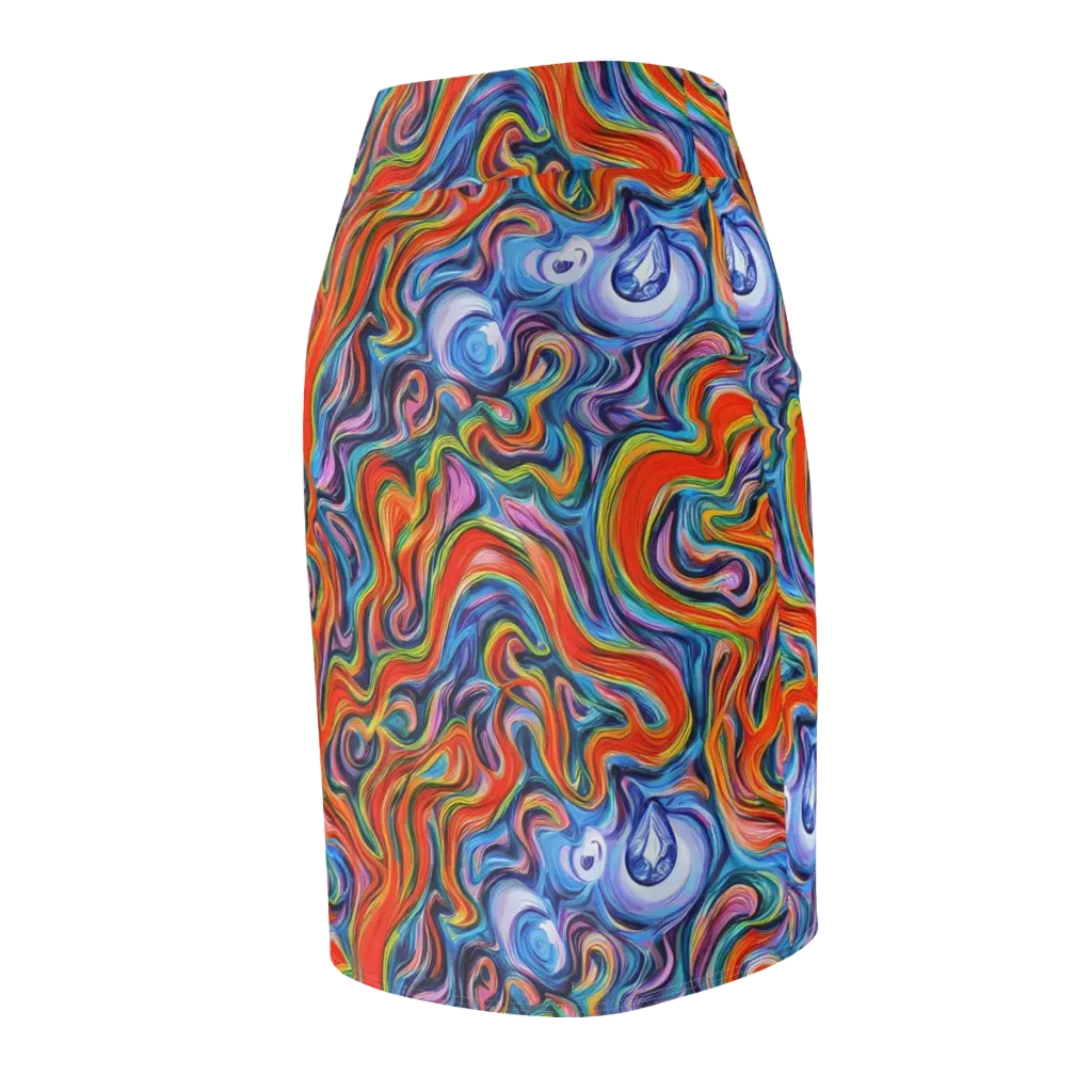 Riptide Radiance on Pencil Skirt — Back Side