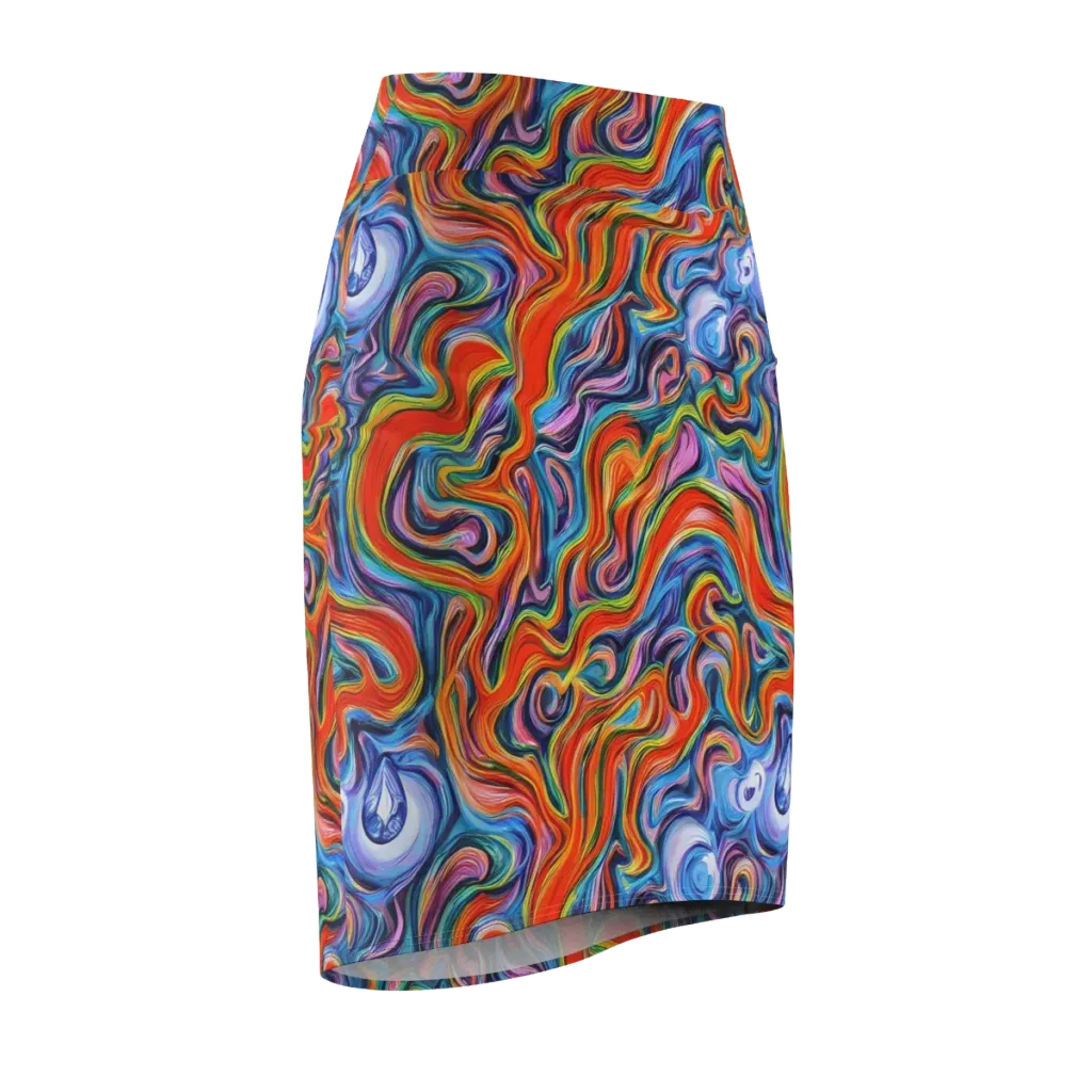 Riptide Radiance on Pencil Skirt — Front Side