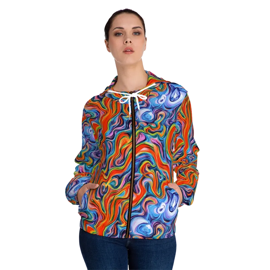 Riptide Radiance on Women's Full-Zip Hoodie — Front On Person