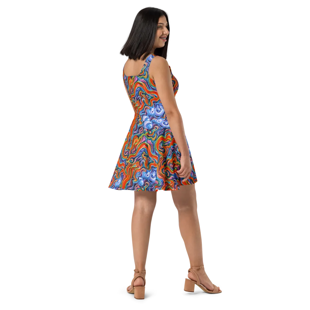 Riptide Radiance on Skater Dress — Right