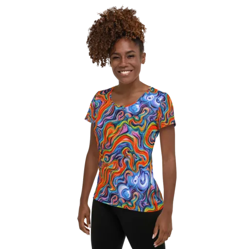 Riptide Radiance on a Women's Athletic T-Shirt