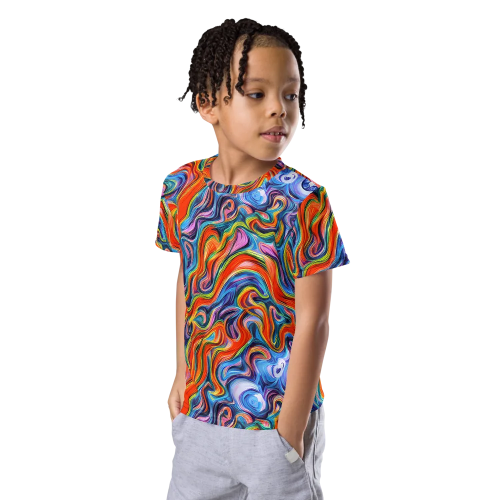 Riptide Radiance on Kids Crew Neck T-Shirt — Left Front