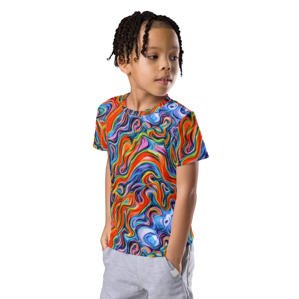 Riptide Radiance on Kids Crew Neck T-Shirt — Left Front