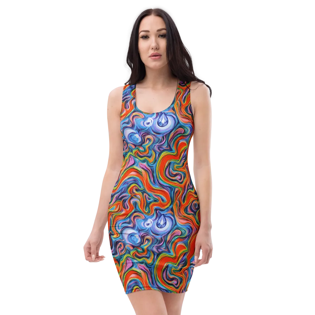 Riptide Radiance on Bodycon Dress — Front