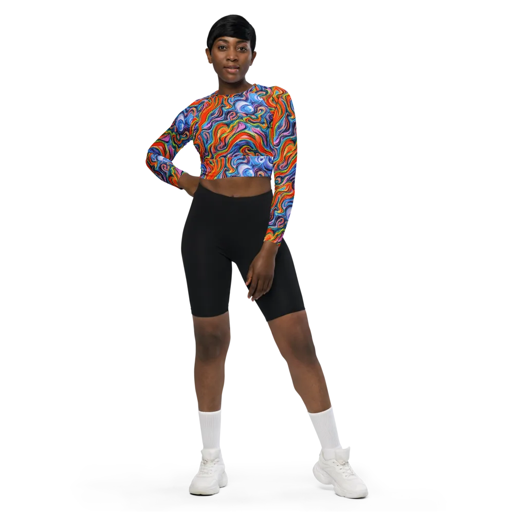 Riptide Radiance on Long Sleeve Crop Top — Front