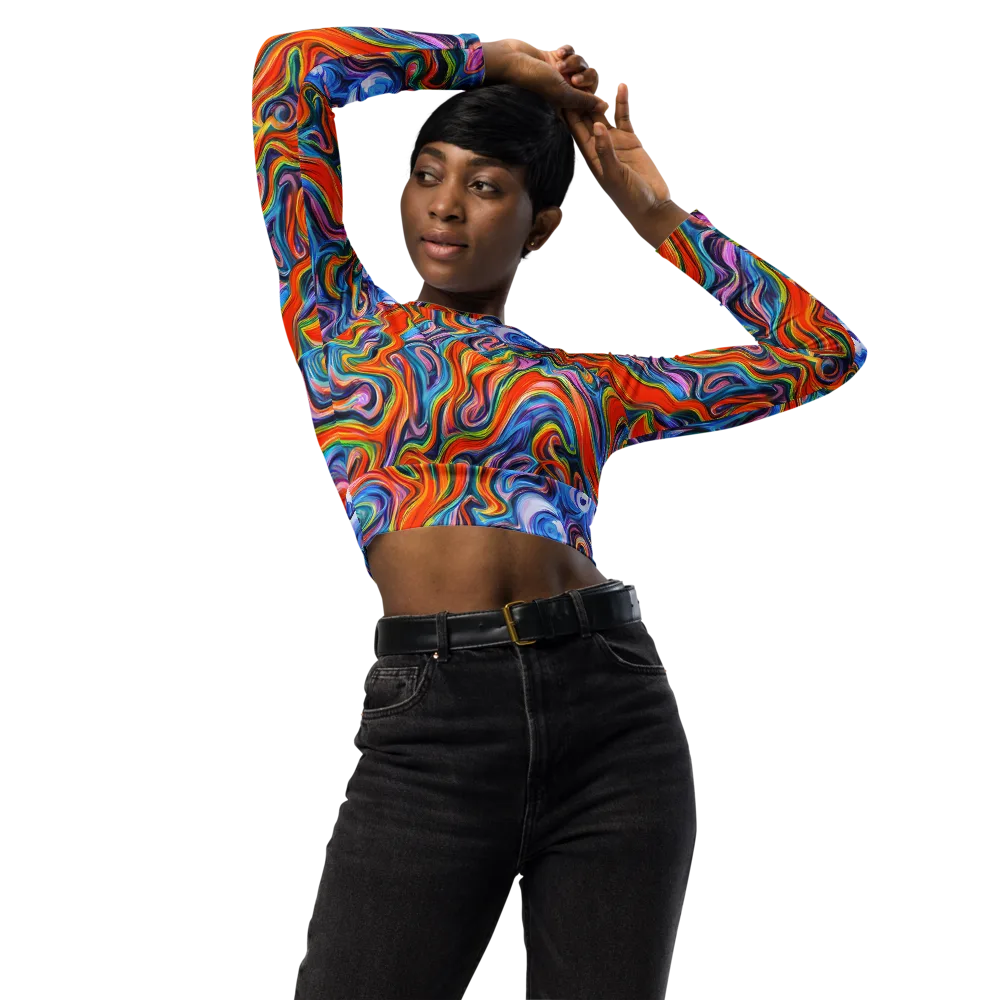 Riptide Radiance on Long Sleeve Crop Top — Front